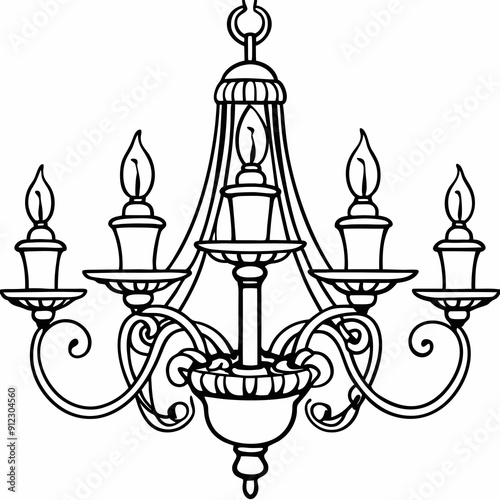 Chandelier line art 