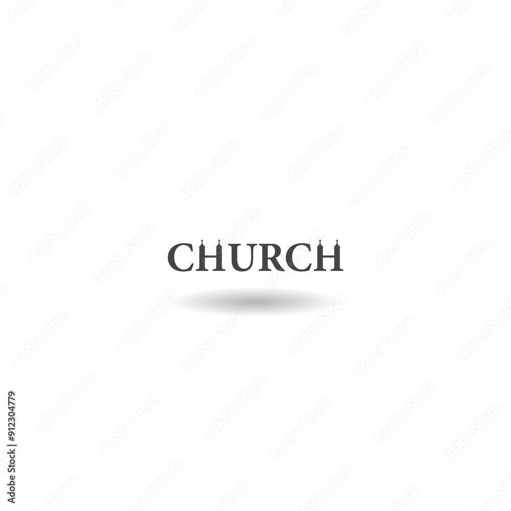 Church word icon with shadow Church word icon with shadow