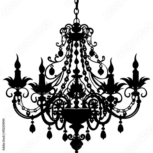 Chandelier silhouette vector illustration 