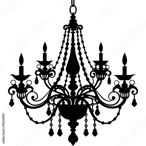 Chandelier silhouette vector illustration 