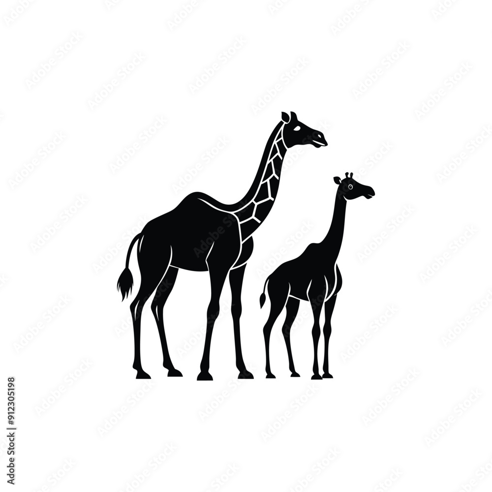 Creative Camel and Giraffe Silhouette Vector Art Creative Camel and Giraffe Silhouette Vector Art