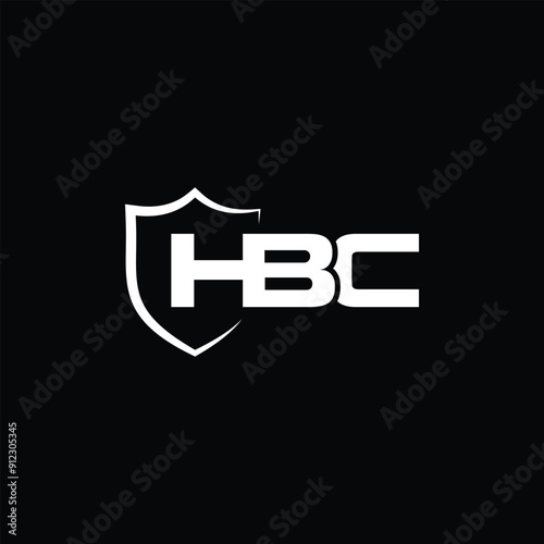 HBC logo design in security shape vector