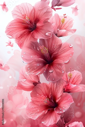Close Up of Pink Flowers on White Background