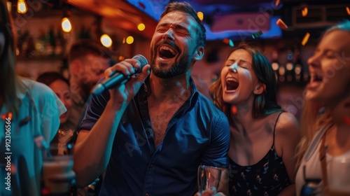 The man singing karaoke