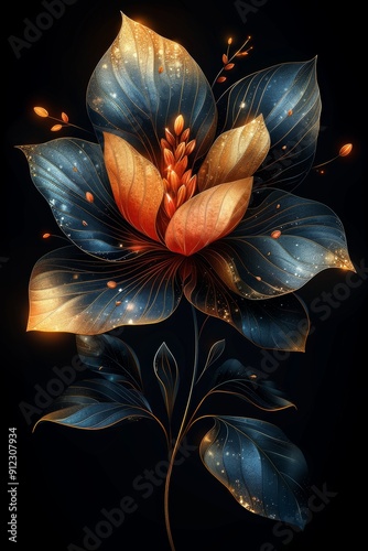 Flower Painting on Black Background