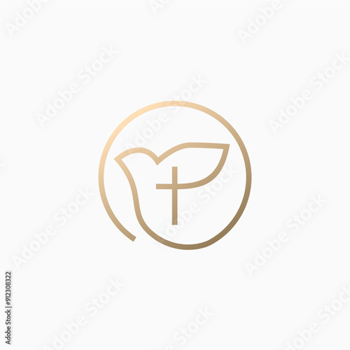 dove christ cross peace logo vector icon illustration	