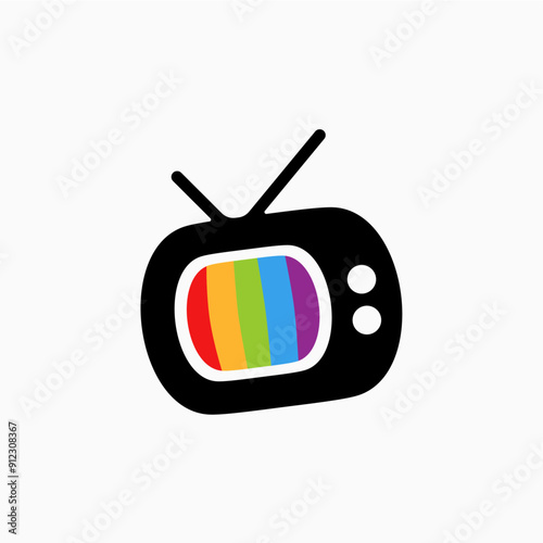 retro tv television channel logo vector icon illustration