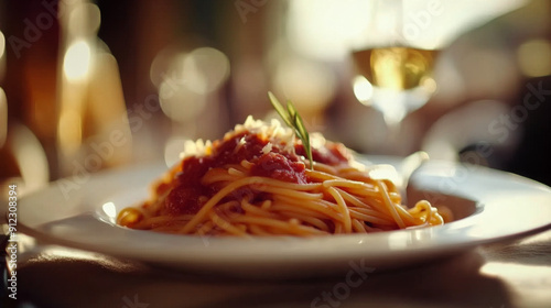 A variety of spaghetti dishes including seafood, meat, and sauce on a plate