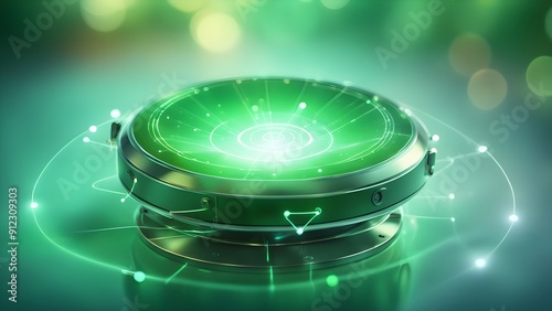 A green object with a green circle on it