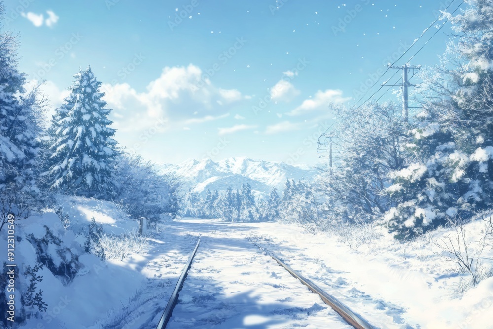 Snowy Sojourn: An Animated Journey Through a Winter Wonderland, Embracing the Enchantment of Traveling in Snowy Landscapes. Snowy Sojourn: An Animated Journey Through a Winter Wonderland, Embracing the Enchantment of Traveling in Snowy Landscapes.