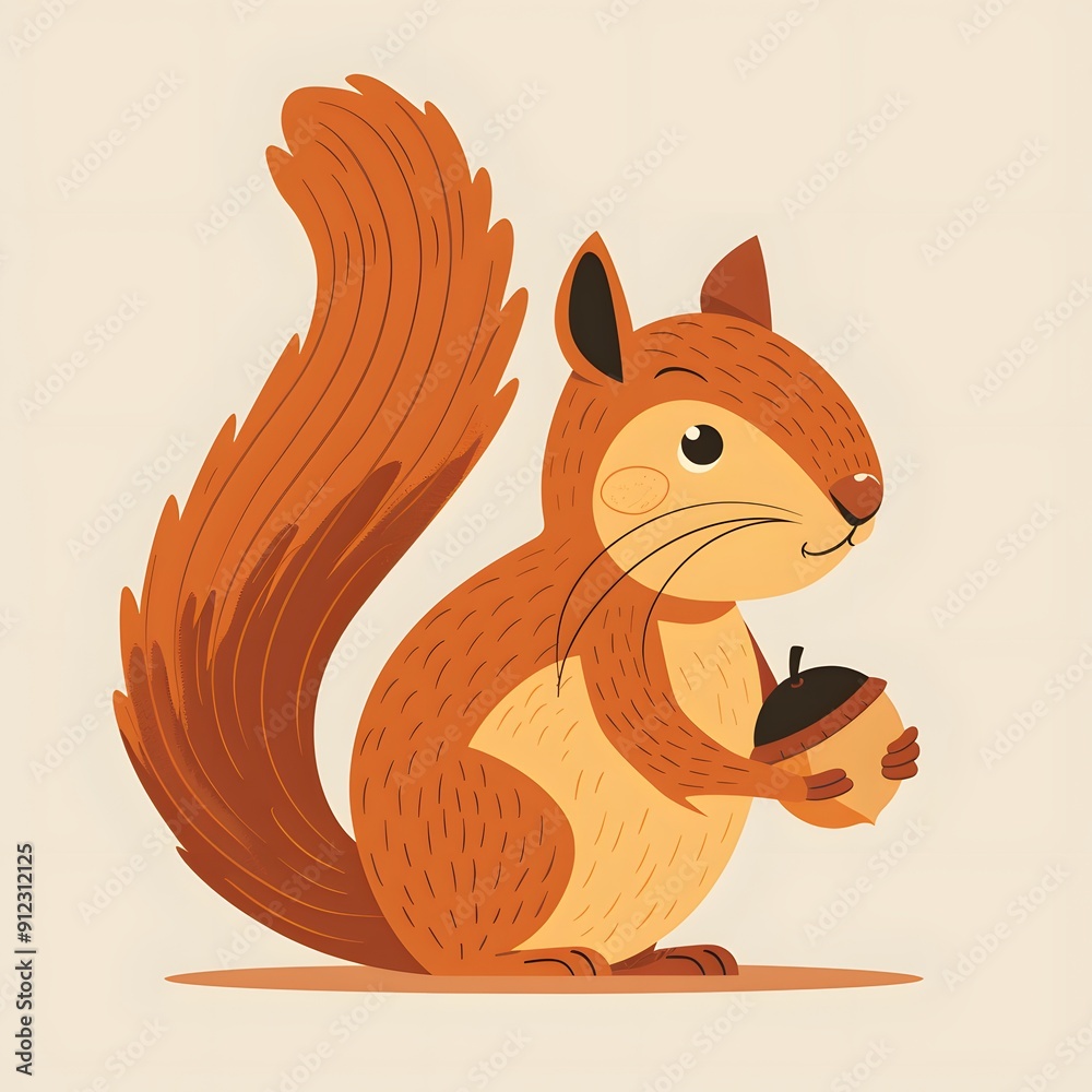Cute Cartoon Squirrel Holding an Acorn Cute Cartoon Squirrel Holding an Acorn