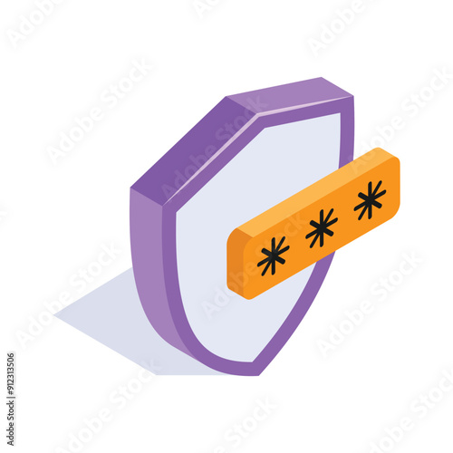 An isometric icon of password protection, cybersecurity, data security, and secure access management