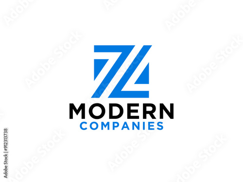 Abstract Initial Letter Z Logo. Blue Light Square Geometric Line Style isolated on White Background. Usable for Business and Branding Logos.