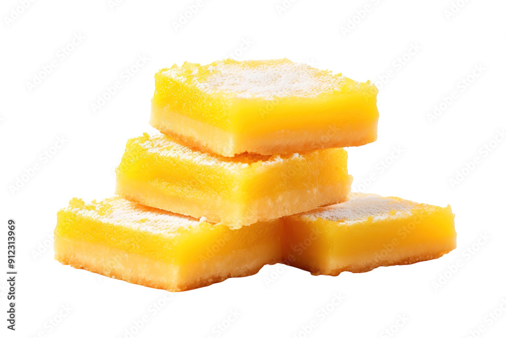 Four Delicious Lemon Bars Stacked High, Ready for a Sweet Treat on a White or Clear Surface PNG Transparent Background Four Delicious Lemon Bars Stacked High, Ready for a Sweet Treat on a White or Clear Surface PNG Transparent Background