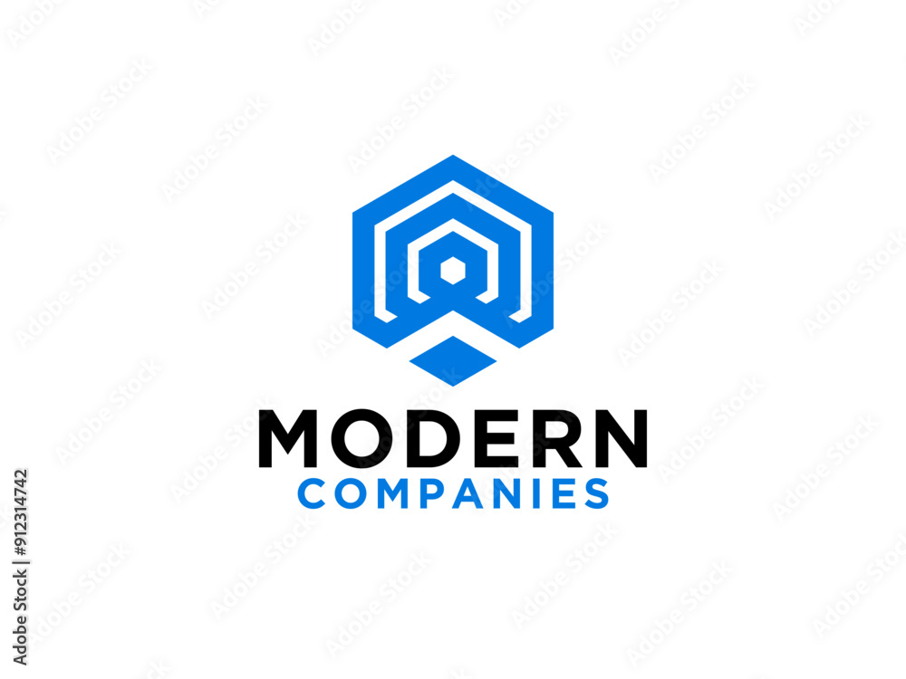 Initial Letter A Logo. Blue Geometric Triangular Rounded Mountain Symbol isolated on White Background. Usable for Branding Logos.