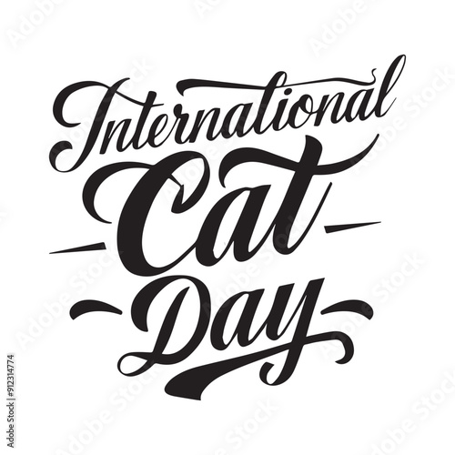 International Cat Day Typography. Cat silhouette.