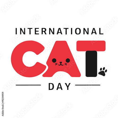 International Cat Day Typography. Cat silhouette.