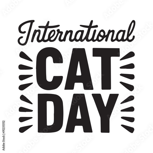 International Cat Day Typography. Cat silhouette.