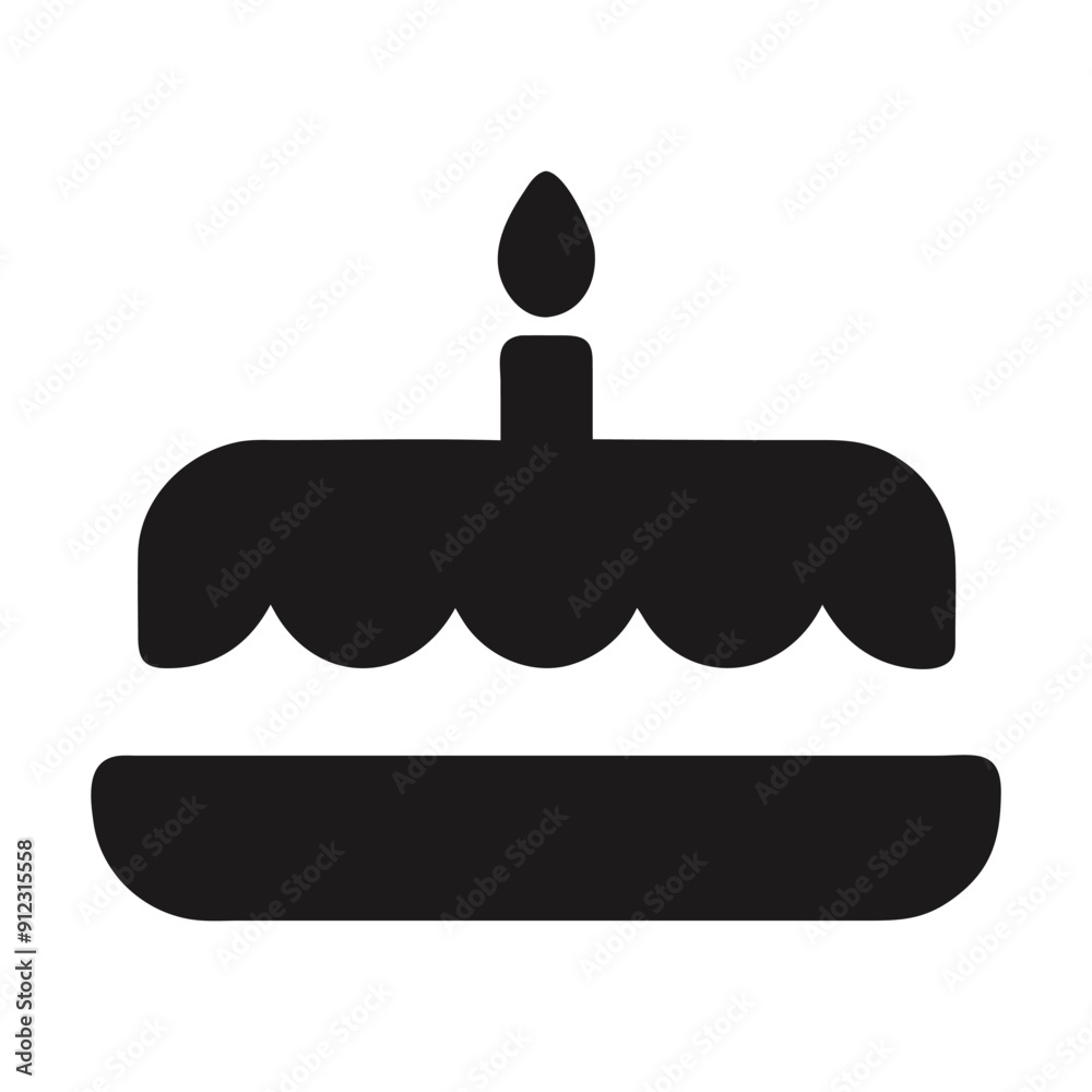 Black and white birthday cake icon. Vector illustration Black and white birthday cake icon. Vector illustration