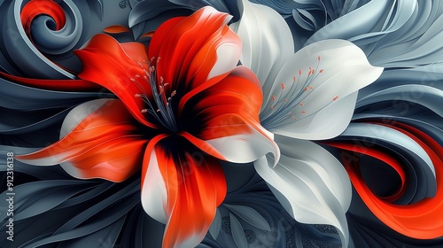 Close-Up of Flower on White and Red Background