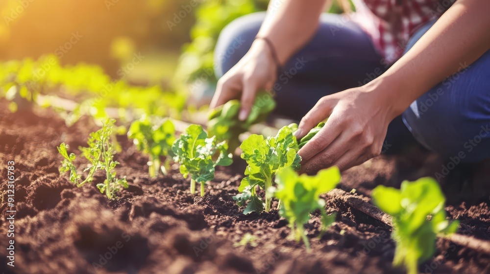 Family planting a vegetable garden together, heartwarming family, relationships and growth