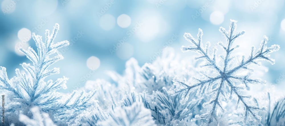 Snowflakes On Snowy Background - 3D Illustrations Snowflakes On Snowy Background - 3D Illustrations