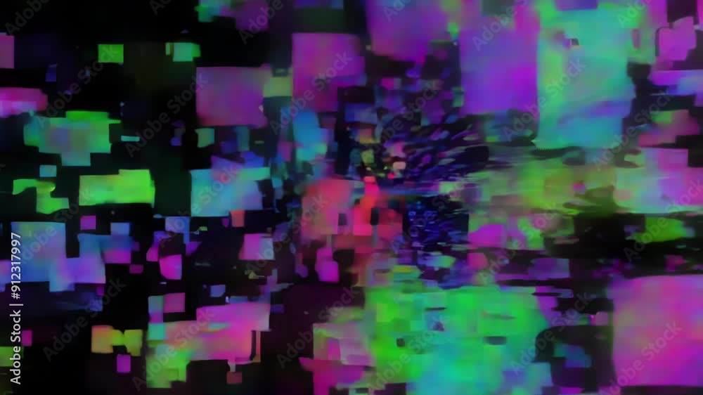Bright, colorful pixels dynamically move and scatter in an abstract display, creating a mesmerizing visual experience in a dark setting. Bright, colorful pixels dynamically move and scatter in an abstract display, creating a mesmerizing visual experience in a dark setting.