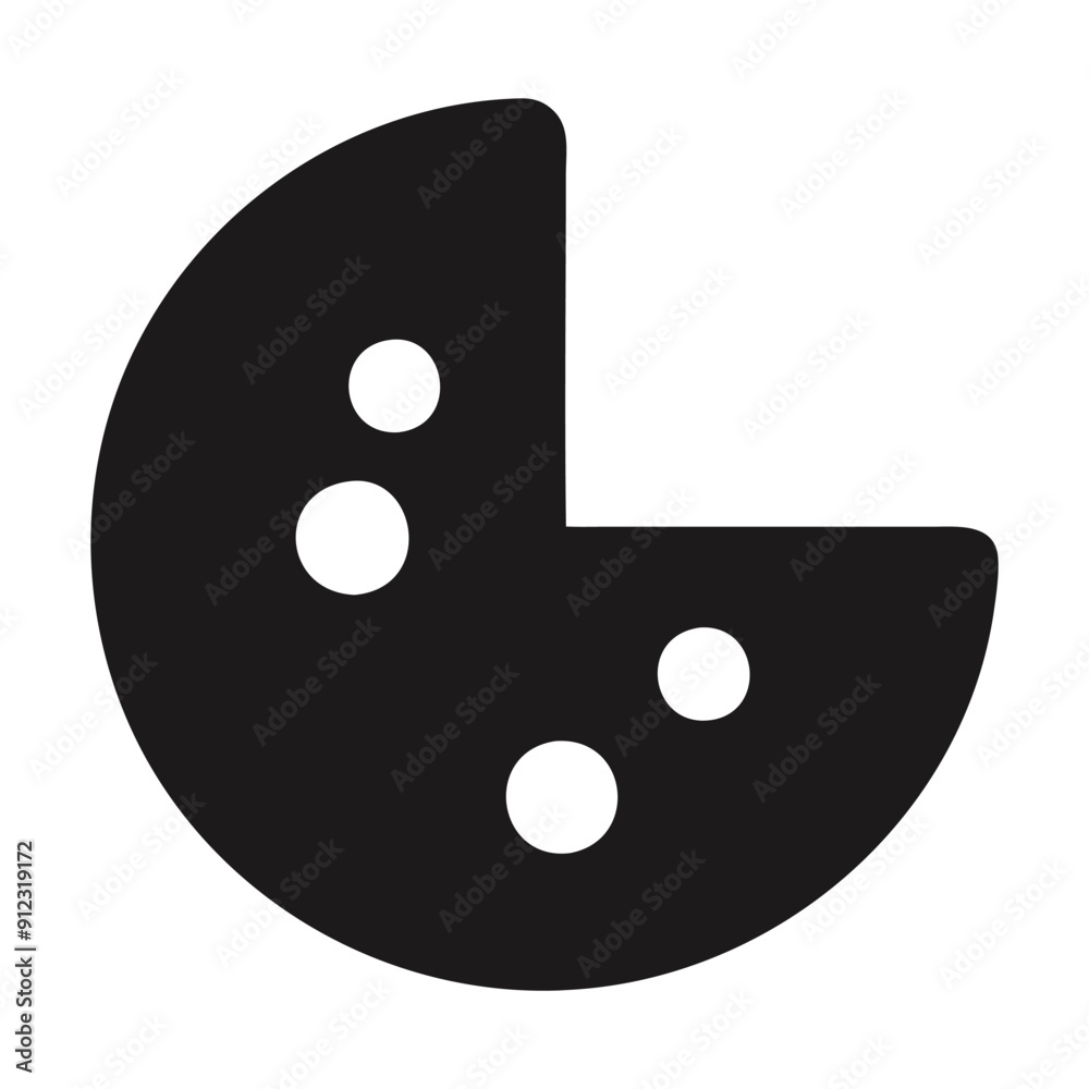 Black and white cookie icon with four holes. Vector illustration Black and white cookie icon with four holes. Vector illustration