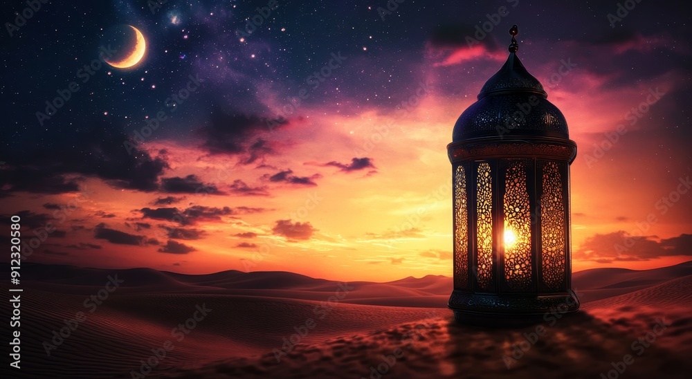 An ornamental Arabic lantern and a burning candle - Eid Al Fitr in the Muslim holy month of Ramadan Kareem An ornamental Arabic lantern and a burning candle - Eid Al Fitr in the Muslim holy month of Ramadan Kareem