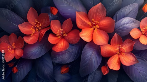 Close Up of a Bunch of Flowers With Leaves