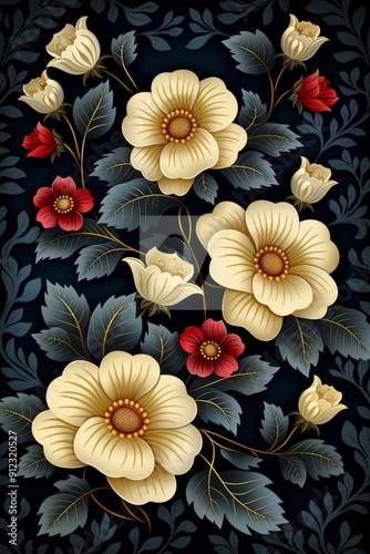 Flowers Painting on Black Background