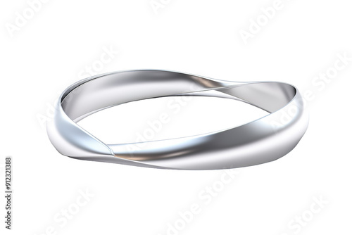 The Silver Embrace of Eternity - A Twisted Ring Reflects the Infinite on a White or Clear Surface PNG Transparent Background