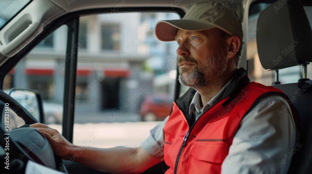 The driver in red uniform The driver in red uniform