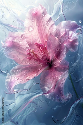 Pink Flower With Water Droplets