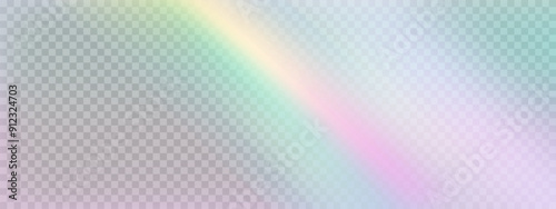 Overlay rainbow light effect with prism refraction, spectral flare vector illustration