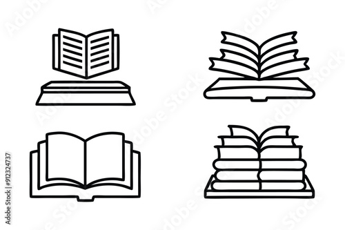 Book stock with editable outline, 