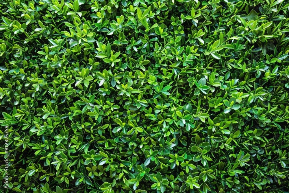 Lush Green Foliage Texture with Varied Leaf Shapes Lush Green Foliage Texture with Varied Leaf Shapes