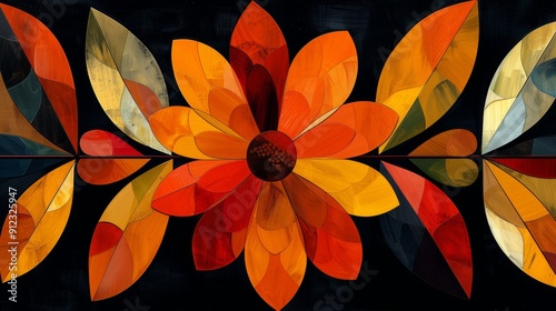 Elegant Floral Painting on Black Background