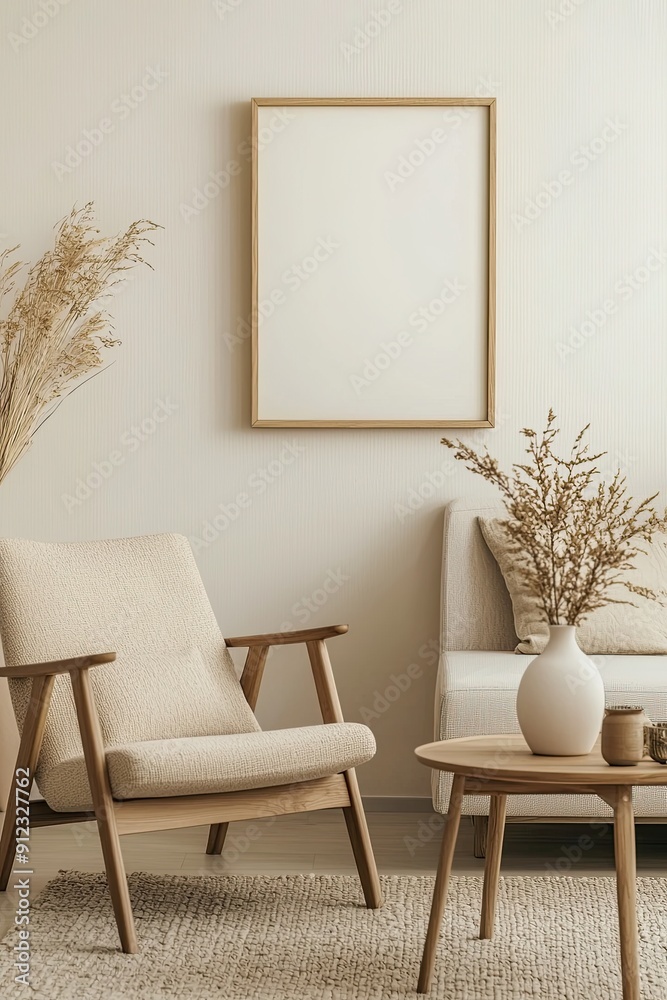 Mock up poster frame in interior background, Scandinavian style Mock up poster frame in interior background, Scandinavian style