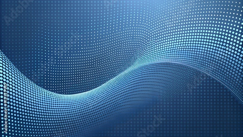 A digital abstract design featuring a wave-like pattern composed of numerous small dots.