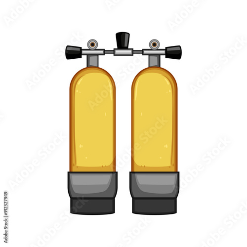 realistic diving cylinder cartoon. sitting co2, snorkeling man, bottle gear realistic diving cylinder sign. isolated symbol vector illustration