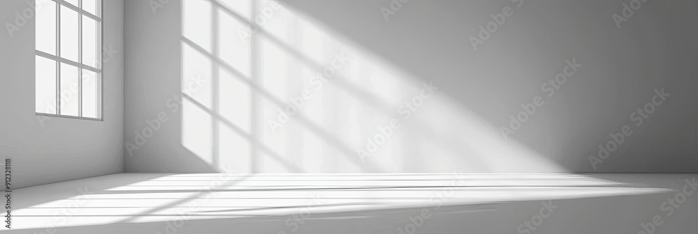 Fototapeta premium Empty white room with window and sunlight