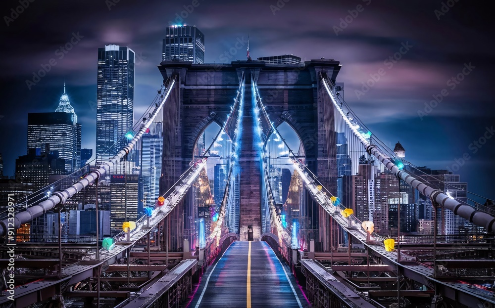 Obraz premium Brooklyn Bridge with the city in the background. New york