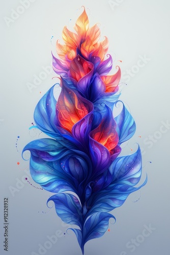 Vibrant Blue and Orange Flower Painting