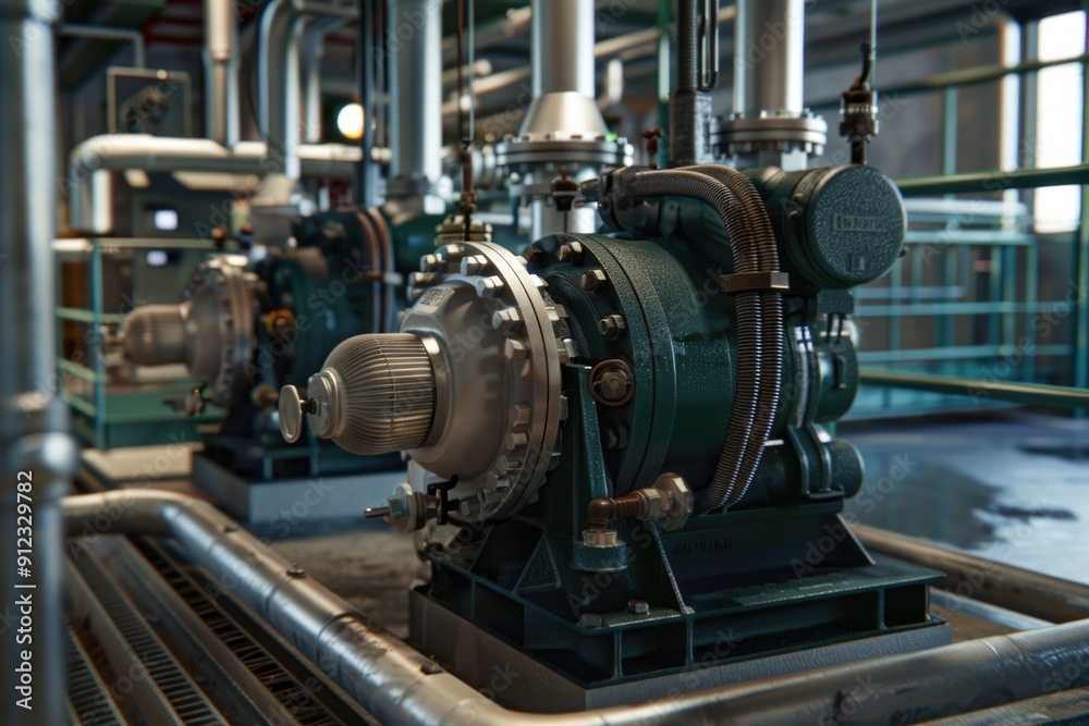 A collection of pipes and valves inside a building A collection of pipes and valves inside a building