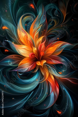 Elegant Floral Painting on Black Background