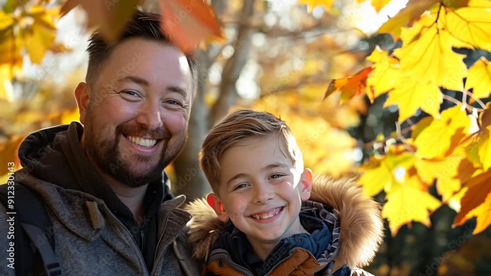 Autumn Smile: Father and Son Bonding Autumn Smile: Father and Son Bonding