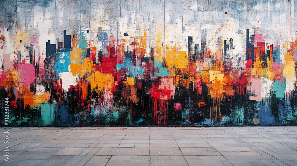 Obraz premium Vibrant Graffiti Art with Abstract Strokes and Copy Space for Message