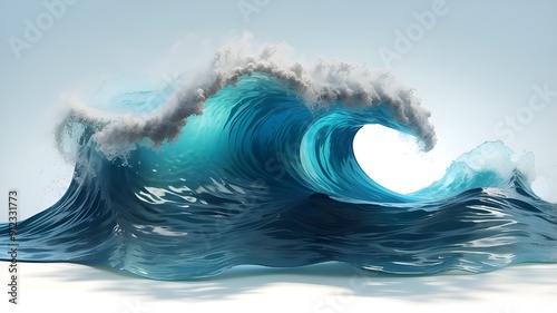 Gorgeous natural wave in the blue sea on a transparent cutout PNG backdrop. Artificial Intelligence