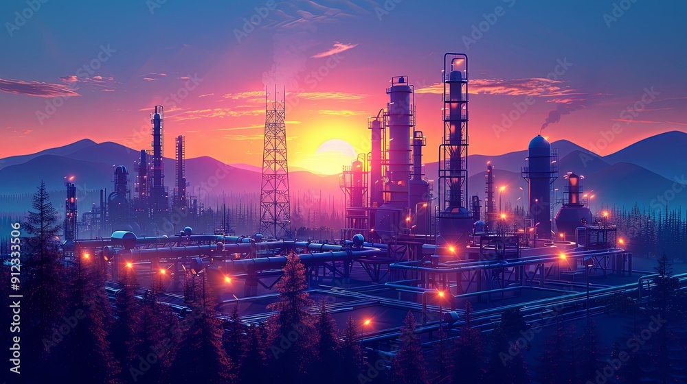 flat, Petroleum gas pipeline low poly business concept. Finance economy polygonal petrochemical production plant. Valve propane pipeline. Ecology solution blue vector illustration flat, Petroleum gas pipeline low poly business concept. Finance economy polygonal petrochemical production plant. Valve propane pipeline. Ecology solution blue vector illustration